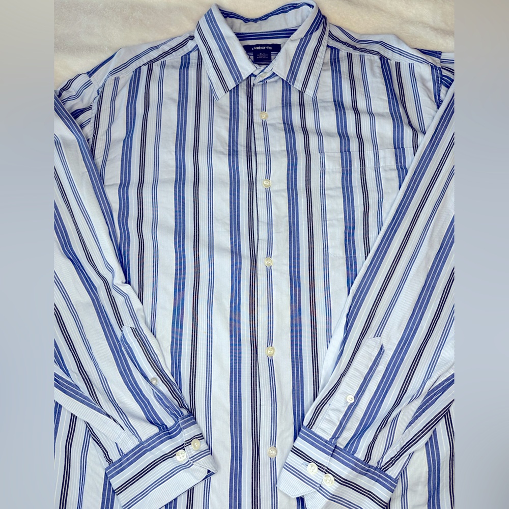 🔹Claiborne Striped Long sleeve Button down XLT - Picture 1 of 11